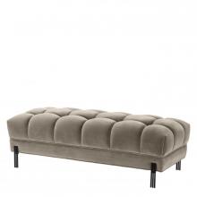 Eichholtz A113389 - Sienna Bench, Savona Greige Velvet, Black Legs, 52.36"W (A113389 )