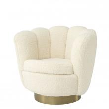 Eichholtz A113485 - Mirage Swivel Chair, White, Brushed Brass, 37.4"W (A113485 )