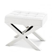 Eichholtz A114041 - Beekman Place Stool, Avalon White Fabric, Polished Stainless Steel Base, 19.88"H (A114041 )