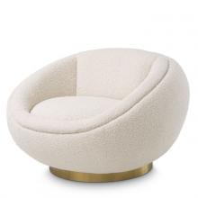 Eichholtz A114819 - Bollinger Swivel Chair, Boucle Cream Fabric, Brushed Brass, 39.37"W (A114819 )