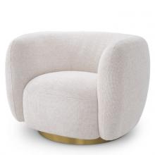 Eichholtz A115348 - Roxy Swivel Chair, Lyssa Off-White Fabric, Brushed Brass Base, 36.61"W (A115348 )