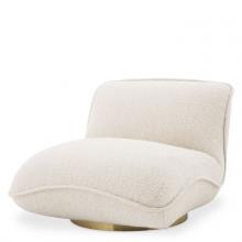 Eichholtz A115729 - Relax Swivel Chair, Boucle Cream Fabric, Brushed Brass, 33.66"W (A115729 )