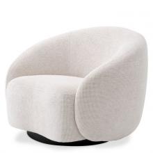 Eichholtz A116070 - Amore Swivel Chair, Lyssa Off-White Fabric, Black Base, 38.19"W (A116070 )