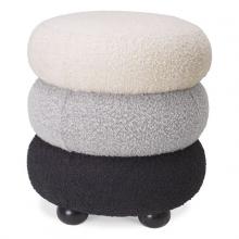 Eichholtz A116555 - Tulum Stool, Boucle Cream, Boucle Gray, Boucle Black Fabric, Black Feet, 19.49"H (A116555 )