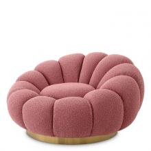 Eichholtz A117103 - Mello Swivel Chair, Boucle Rose Fabric, Brushed Brass Base, 45.28"W (A117103 )