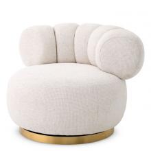 Eichholtz A117661 - Phedra Swivel Chair, Lyssa Off-White Fabric, Brushed Brass Base, 36.61"W (A117661 )