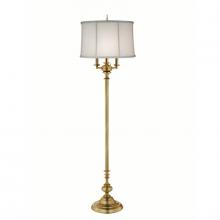 Stiffel FL-1320-C4226W-SB - Floor Lamp, 4-Light, Satin Brass, Off-White Camelot Fabric Shade, 64"H FL-1320-C4226W-SB