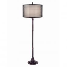 Stiffel FL-A065-N7685-OB - Floor Lamp, 1-Light, Oxidized Bronze, Perforated Metal White Linen Fabric Shade, 63"H FL