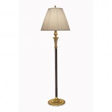 Stiffel FL-A2034-A886-BB - Floor Lamp, 1-Light, Burnished Brass, Faux Black Leather, Pleated Ivory Shadow Fabric Sha