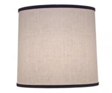 Stiffel ST126 - Replacement Lampshade, Hardback Deep Drum, White Aberdeen Black Trim, Brass Top Ring, 12"