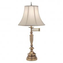 Stiffel SWTL-K6059-A2014-AB - Swing Arm Table Lamp, 1-Light, Antique Brass, Ivory Shadow Fabric Shade, "W SWTL-K6059-A