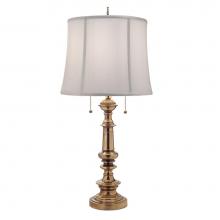 Stiffel TL-A610-A709-BB - Table Lamp, 2-Light, Burnished Brass, Ivory Shadow Fabric Shade, 32"H TL-A610-A709-BB