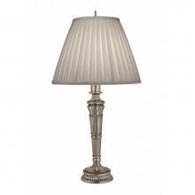 Stiffel TL-A857-AS - Table Lamp, 1-Light, Antique Silver, Box Pleated Ivory Shadow Fabric Shade, 32"H TL-A857