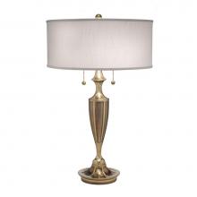 Stiffel TL-K4023-K3058-BB - Table Lamp, 2-Light, Burnished Brass, Global White Fabric Shade, 27"H TL-K4023-K3058-BB