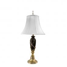 Stiffel TL-K6054-6576-BB - Table Lamp, 1-Light, Burnished Brass, Black Zebra Marble, Off-White Silk Shantung Fabric