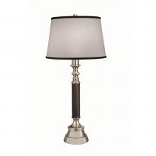 Stiffel TL-K78-K7104-SN - Table Lamp, 1-Light, Satin Nickel, Faux Black Leather, Global White Black trim Fabric Sha