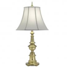 Stiffel TL-N6086-N6085-SB - Table Lamp, 1-Light, Satin Brass, Pearl Supreme Satin Fabric Shade, 31"H TL-N6086-N6085-