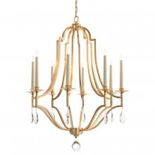 John-Richard AJC-8877 - Gold-Leaf & Crystal Chandelier, 8-Light, Gold Leaf, 37.5&34;W AJC-8877