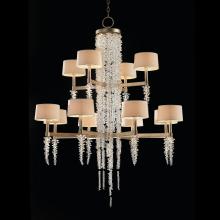 John-Richard AJC-8884 - Chandelier, 12-Light, Antique Silver Leaf, Natural Shade, 42.5&34;W AJC-8884