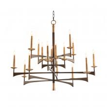 John-Richard AJC-8925 - Mid-Century Chandelier, 16-Light, Black, Antique Brass, 42.5&34;W AJC-8925