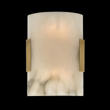 John-Richard AJC-9128 - Curved Stone Wall Sconce, 2-Light, Brass, Alabaster Shade, 9&34;W AJC-9128