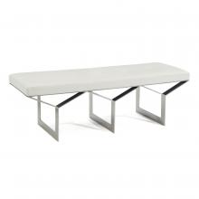 John-Richard AMF-1420-WHTE-AS - ransverse Bench, White Leather, Silver Leaf Base, 57.5&34;W AMF-1420-WHTE-AS