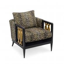 John-Richard AMF-1504V227-3027-AS - Lucio Club Chair, Black, Distressed Gold, 25.5&34;H AMF-1504V227-3027-AS