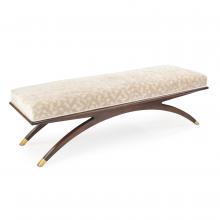 John-Richard AMF-1539V50-2155-AS - Euclidean Bench, Beige Fabric, Walnut Base, 60&34;W AMF-1539V50-2155-AS