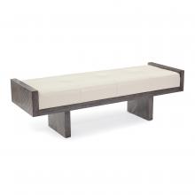 John-Richard AMF-1600-HWHT-AS - Virtu Bench, White Leather, Dark Gray Base, 60&34;W AMF-1600-HWHT-AS