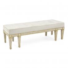 John-Richard AMF-1627V100-2164-AS - ejo Bench, Beige Fabric, Gray, Distressed Gold, 60&34;W AMF-1627V100-2164-AS