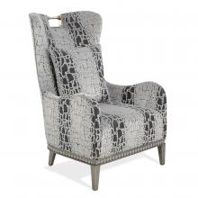 John-Richard AMF-1631V164-7002-AS - gny Wing Chair, Black, White, Antique Pewter, 49.5&34;H AMF-1631V164-7002-AS