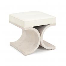 John-Richard AMF-1716-WHTE-AS - Clara Stool, White Leather, Cream Frame, 18.11&34;H AMF-1716-WHTE-AS