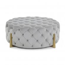 John-Richard AMF-1726-2207-AS - Hayworth Cocktail Ottoman, Gray, Satin Brass Base, 1&34;W AMF-1726-2207-AS