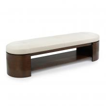 John-Richard AMF-1765-LTGY-AS - Abrigo Bench, Light Gray Leather, Wood Frame, 72.25&34;W AMF-1765-LTGY-AS