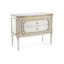 John-Richard EUR-01-0380 - Corsini Nightstand, Distressed White, Gold, 42&34;W EUR-01-0380