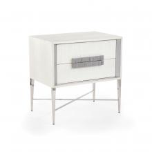 John-Richard EUR-01-0385 - Cifra Nightstand, White, Brushed Stainless Steel Base, 30&34;W EUR-01-0385