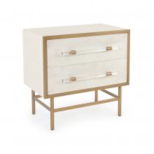 John-Richard EUR-01-0414 - Suteki Nightstand, Linen, Brushed Brass, 32&34;W EUR-01-0414