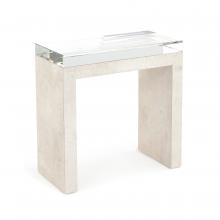 John-Richard EUR-03-0775 - Semois End Table, Cream, Crystal Glass Top, 21&34;W EUR-03-0775