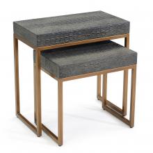 John-Richard EUR-03-0823S2 - Greystoke Nesting Table, Set of 2, Black, Gold Frame, 22&34;W EUR-03-0823S2