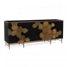 John-Richard EUR-04-0449 - Honeycomb Credenza, Black, Gold, 84&34;W EUR-04-0449