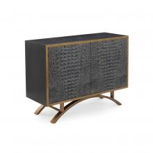 John-Richard EUR-04-0621 - Greystoke Cabinet, Black, Distressed Gold, 48.5&34;W EUR-04-0621