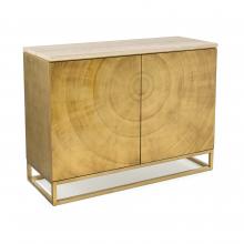 John-Richard EUR-04-0699 - Tonatiuh Chest, Gold, Travertine Marble Top, 48&34;W EUR-04-0699