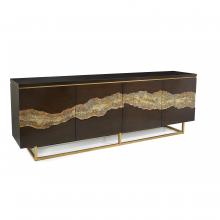 John-Richard EUR-04-0725 - Golden Valley Credenza, Dark Wood, Antique Gold, 95&34;W EUR-04-0725