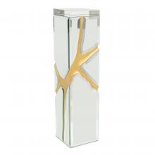 John-Richard EUR-08-0122 - Ravine Pedestal, Large, Mirror, Gold, Crystal Glass Top, 12&34;W EUR-08-0122