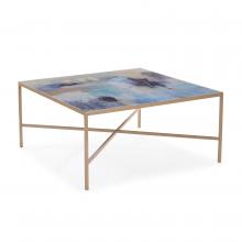 John-Richard JFD-0163 - Miles Apart Cocktail Table, Blue, Gold Frame, 40&34;W JFD-0163