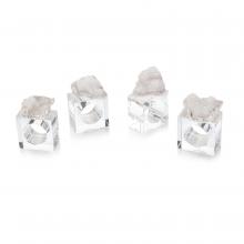 John-Richard JRA-10467S4 - eode Napkin Ring, Set of 4, Clear Crystal, White, Silver, 2&34;W JRA-10467S4