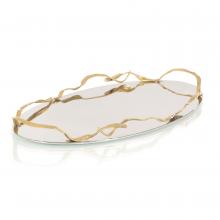 John-Richard JRA-11904 - Rippled Ribbon Tray, Polished Stainless Steel, Brass, 24.5&34;W JRA-11904