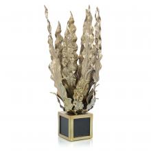 John-Richard JRA-13015 - Handcrafted Leaves Sculpture, Gold, Black & Brass Base, 32.75&34;H JRA-13015