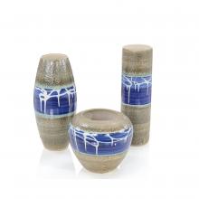 John-Richard JRA-13065S3 - Blue Dahlia Vase, Set of 3, Royal Blue, Gray, 12.75&34;H JRA-13065S3