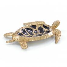 John-Richard JRA-13101 - Handcrafted Turtle Bowl, Antique Brass, Black, 13&34;W JRA-13101